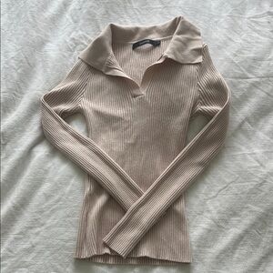 Elegant Cream Ribbed Sweater